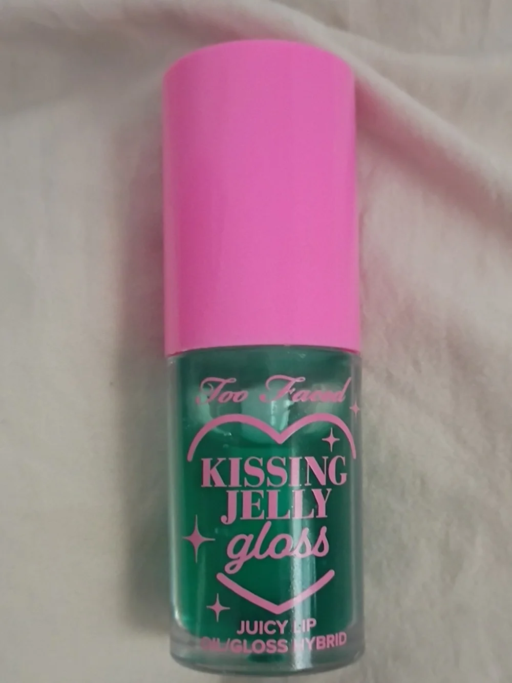 Too Faced Kissing Jelly Gloss — Green with Pink Cap